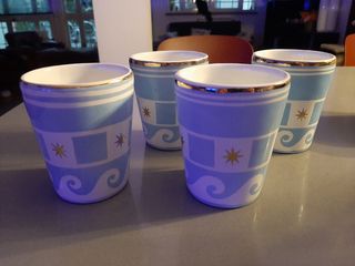 4 bicchieri in ceramica con oro zecchino