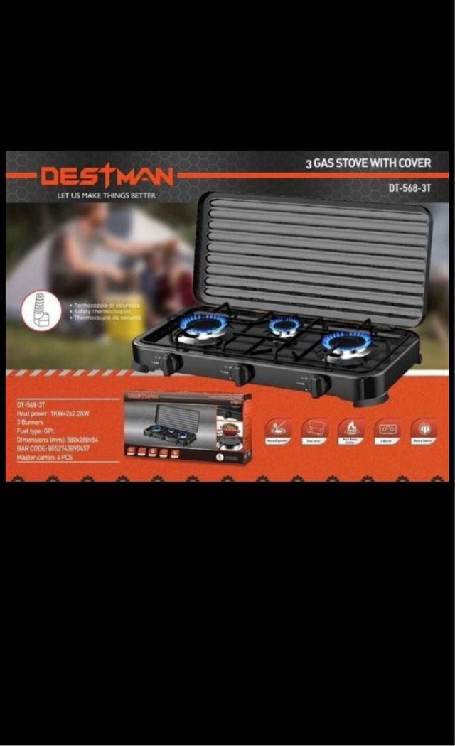 Fornello a gas a Triplo Fuoco Piastra