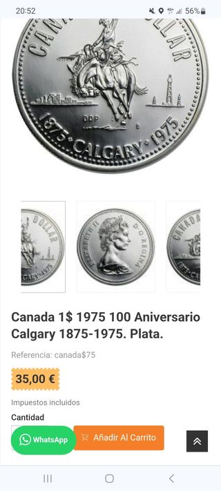 Moneda plata dollar Canada