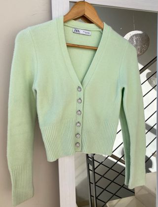 Cárdigan Suave Verde Menta Zara