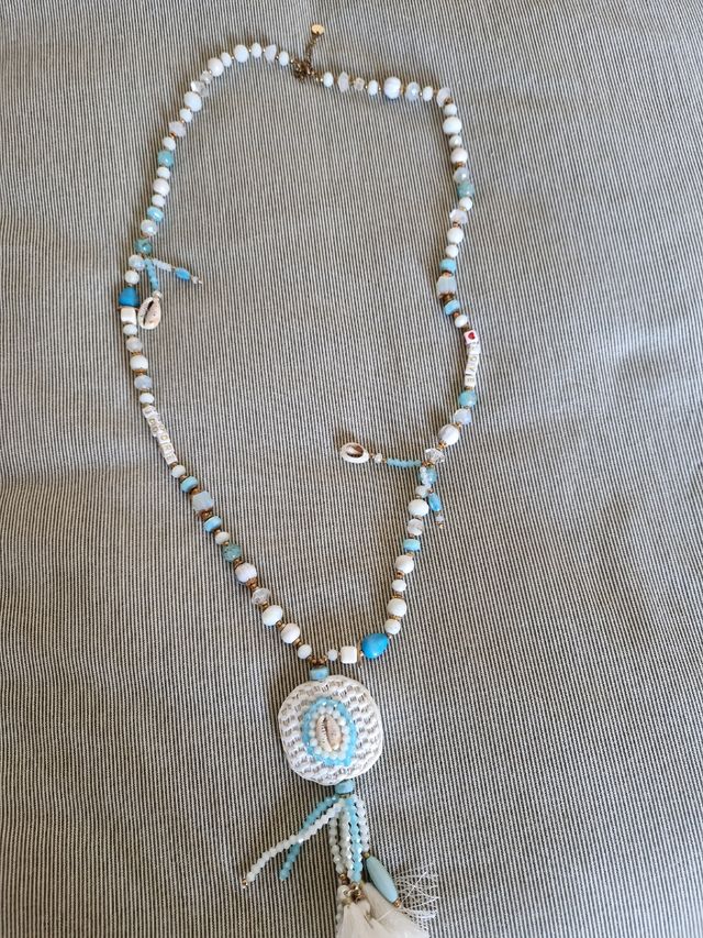 Collar largo turquesa