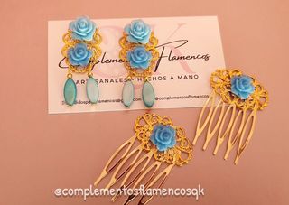 Pendientes flamenca azules