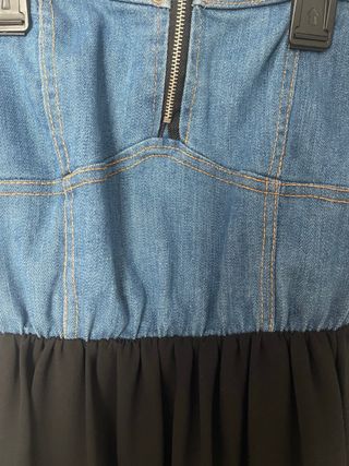 Vestido largo top tejano y falda tul negra