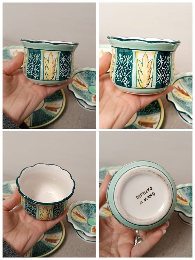 Lotto 5 pezzi porcellane dipinte a mano