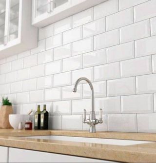 Azulejo biselado blanco brillo 
