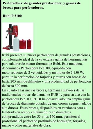 Perforadora de hormigon Rubi P 2100