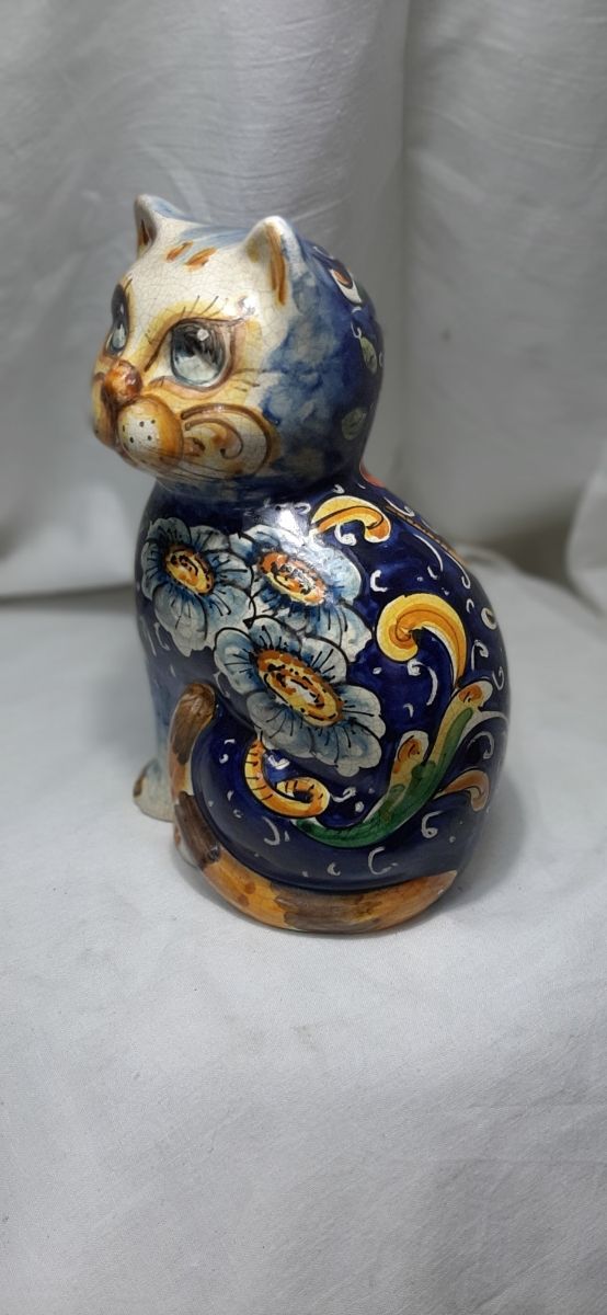 Gatto in ceramica artistica Caltagirone