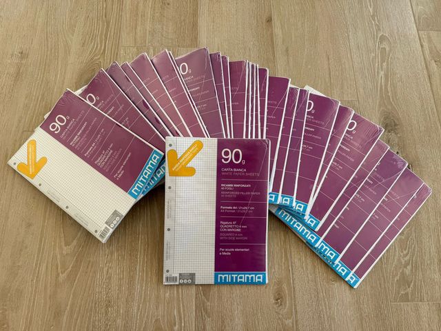 20 Ricambi 40 fogli rinforzati a quadretti Mitama