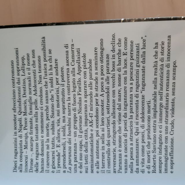 Libro la paranza dei bambini, Saviano