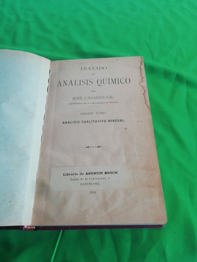 Antiguo Libro de Química del año 1916