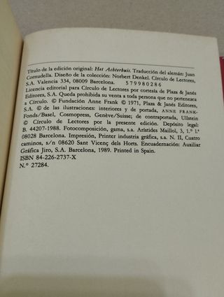 Libro. Anne Frank diario.