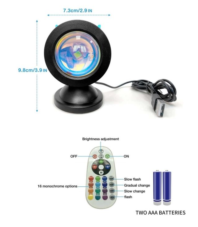 Luz de puesta de sol RGB 16 COLORES