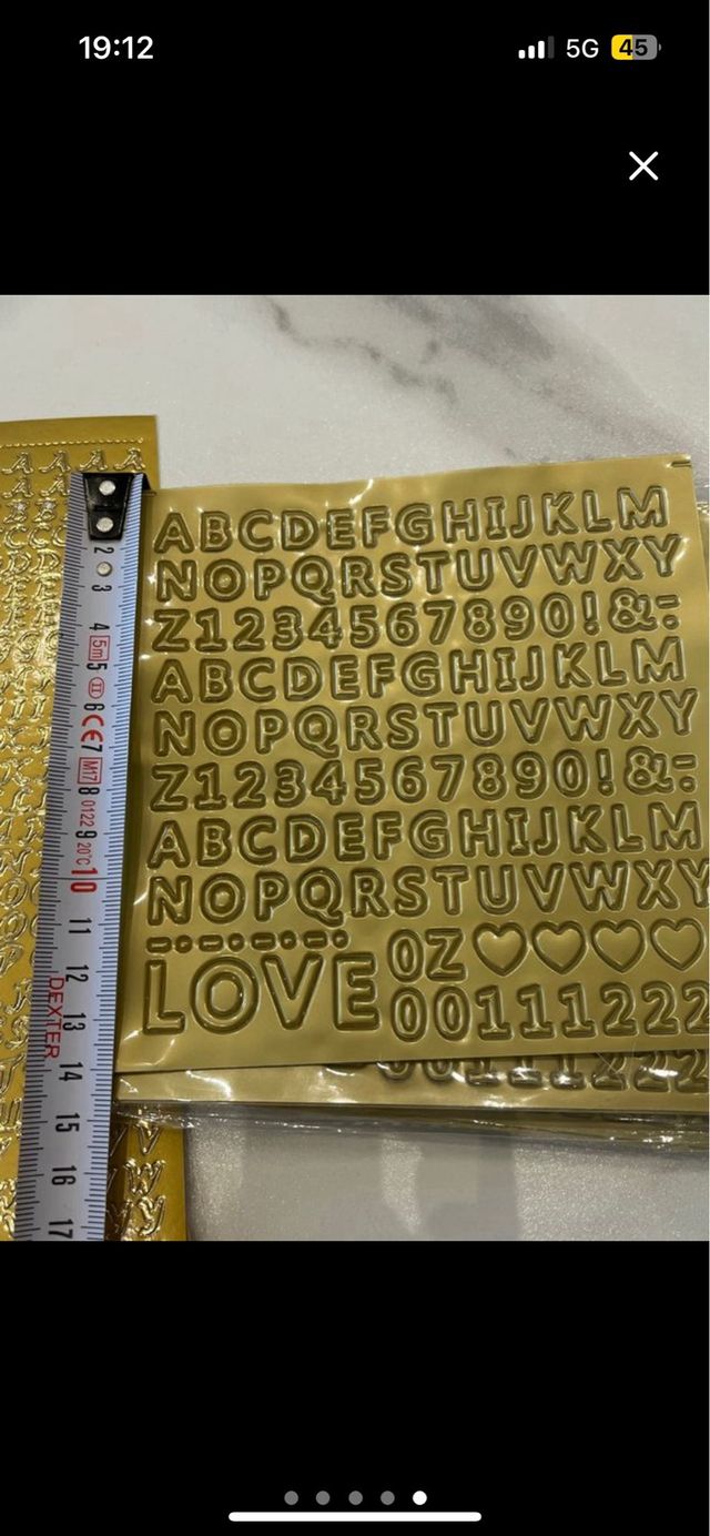 Letras pegatina doradas (pack 6 hojas)