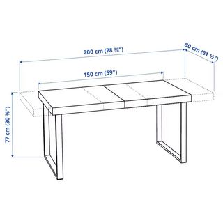 Mesa  extensible, negro chapa/negro,