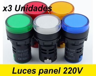 3x Luz piloto LED D=28 mm, 220V, color a elegir
