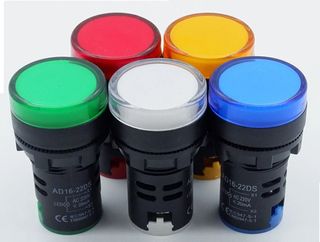 3x Luz piloto LED D=28 mm, 220V, color a elegir