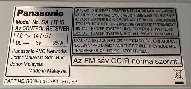 Home cinema Panasonic SA-HT15