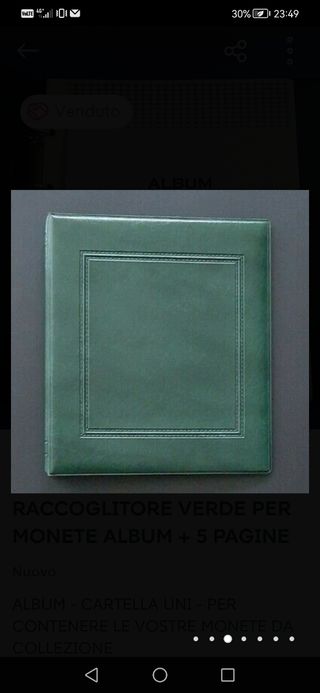 RACCOGLITORE VERDE PER MONETE ALBUM + 5 PAGINE