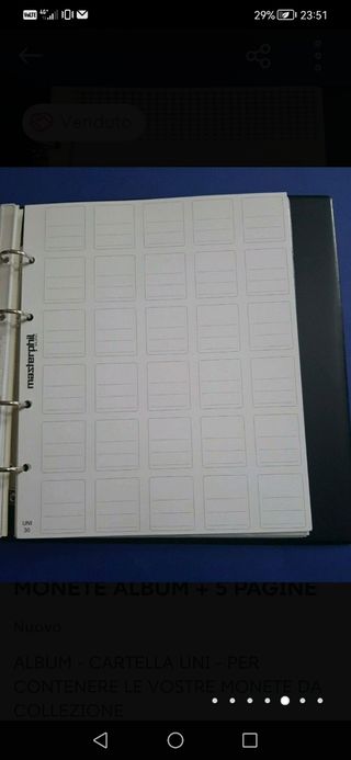 RACCOGLITORE VERDE PER MONETE ALBUM + 5 PAGINE