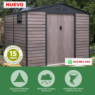 Caseta Metálica Ext. 10,85 m² Efecto Madera NUEVA