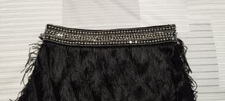 Falda flecos negra Zara 