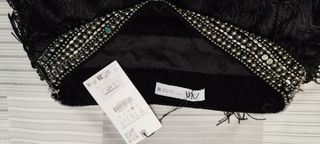 Falda flecos negra Zara 