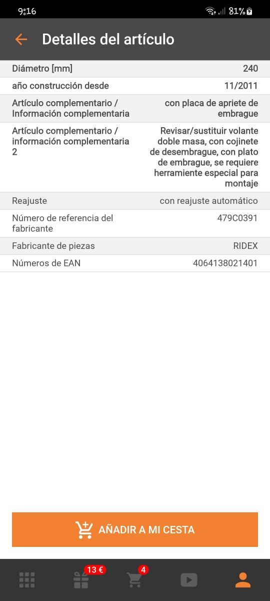 Embrague completo Ridex