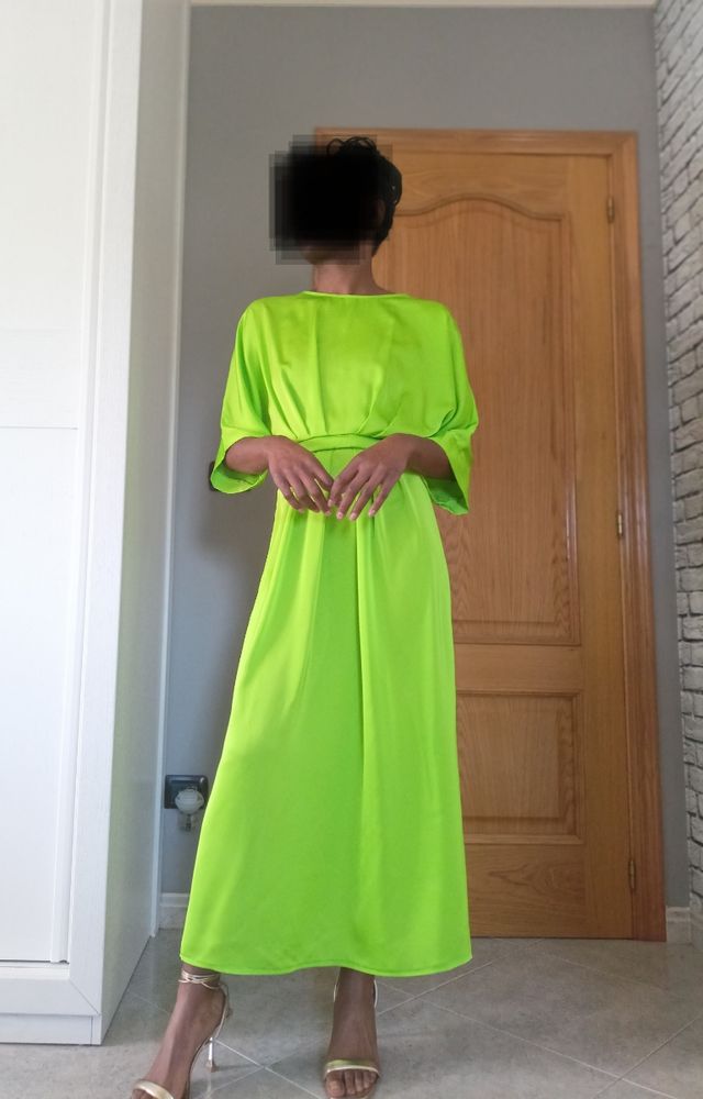 vestido satinado mujer