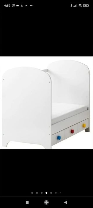 Cuna Ikea Gonatt más colchón y baranda