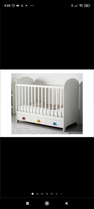 Cuna Ikea Gonatt más colchón y baranda