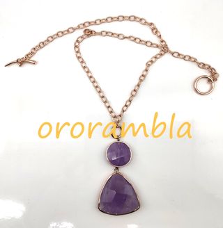 Gargantilla plata baño oro ROSA