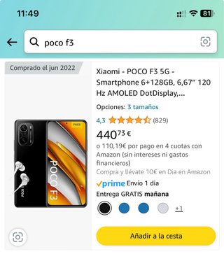 Xiaomi Poco F3 6GB 128GB como nuevo