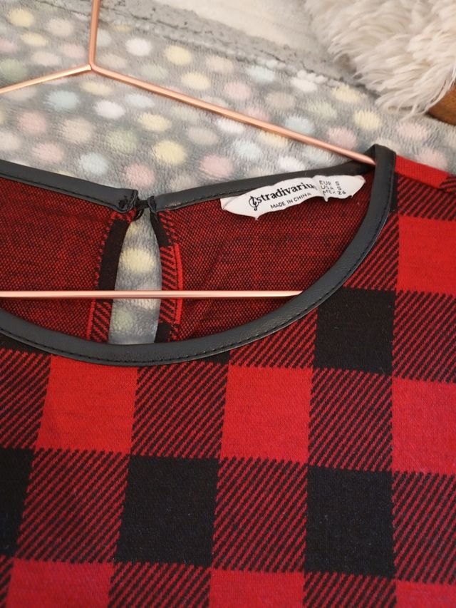 Vestido cuadros rojo y negro