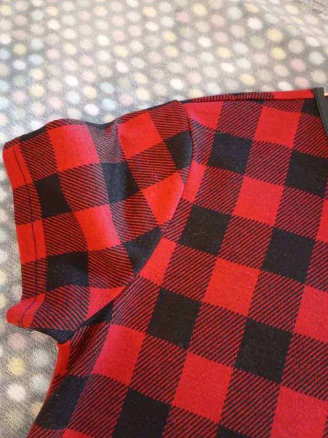 Vestido cuadros rojo y negro