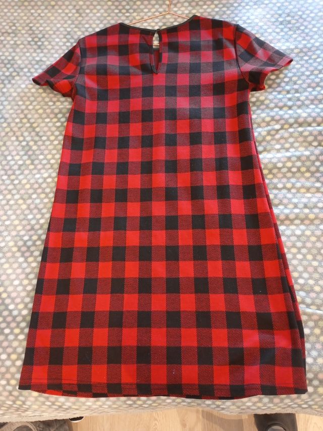 Vestido cuadros rojo y negro