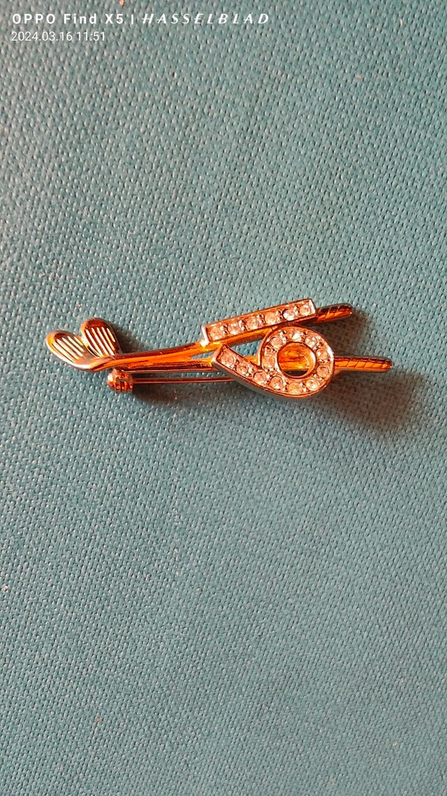 Pin palos de Golf bañado en oro con diamantes