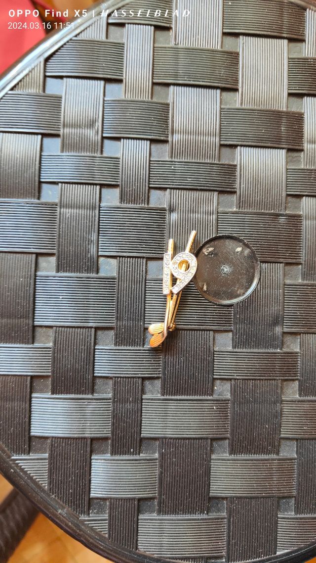 Pin palos de Golf bañado en oro con diamantes