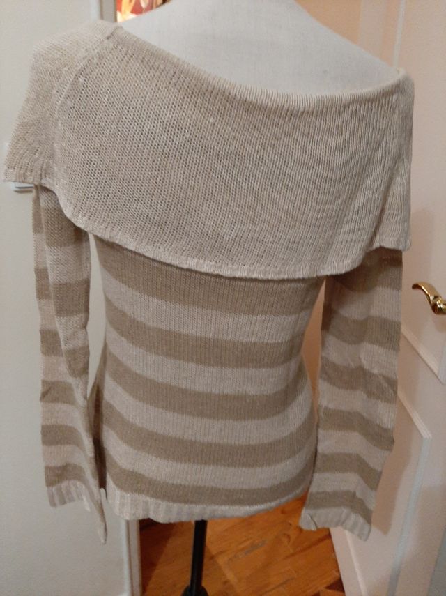 Camisola às riscas bege Bershka