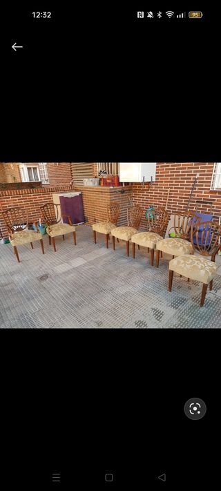 SILLAS Y MESA DE NOGAL ESTILO INGLES