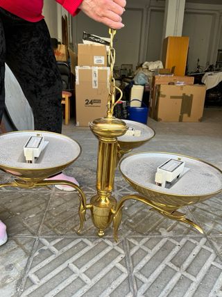 Lampara de techo de bronce pulido