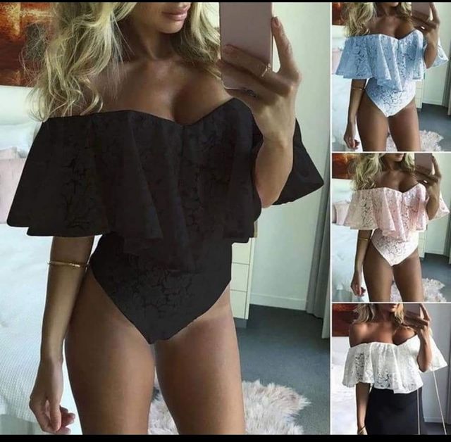 3 body donna con merletto rosa bianco e nero 