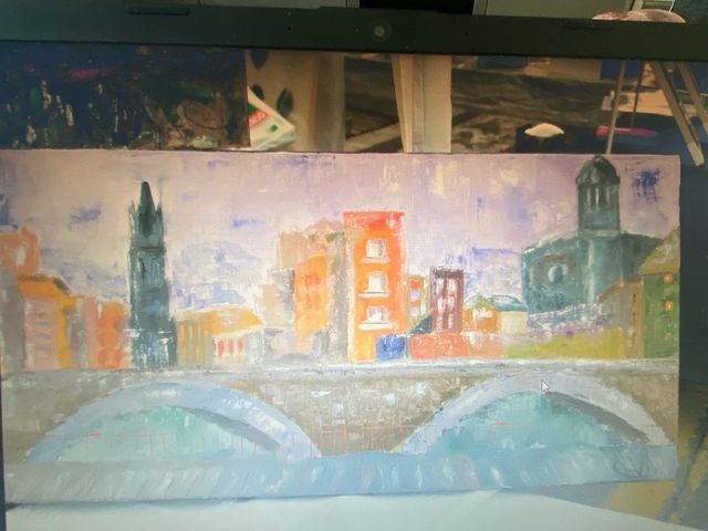 Cuadros de Girona y bol de frutas