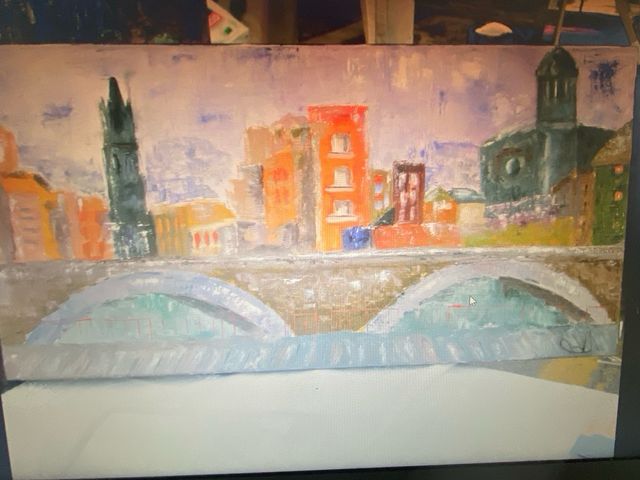 Cuadros de Girona y bol de frutas