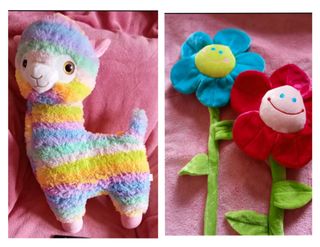 Peluche grandeLAMA multicolore+due simpatici Fiori