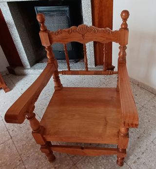 ESCAÑO MADERA Y 2 SILLONES