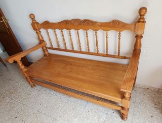 ESCAÑO MADERA Y 2 SILLONES