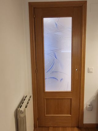 Puerta salón cristal azul