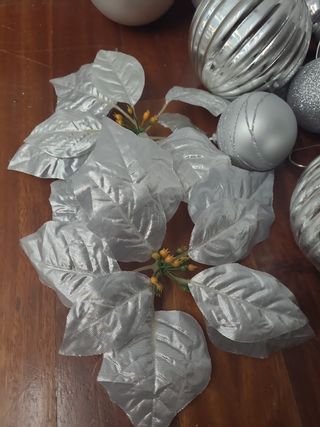 Bolas plata Navidad adornos