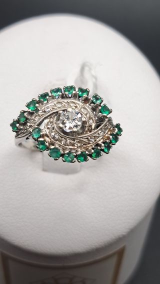 Anillo de Oro 18K Blanco con Circonitas