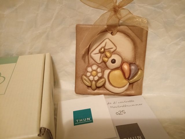 Formella addobbo uccellino fiore lettera thun